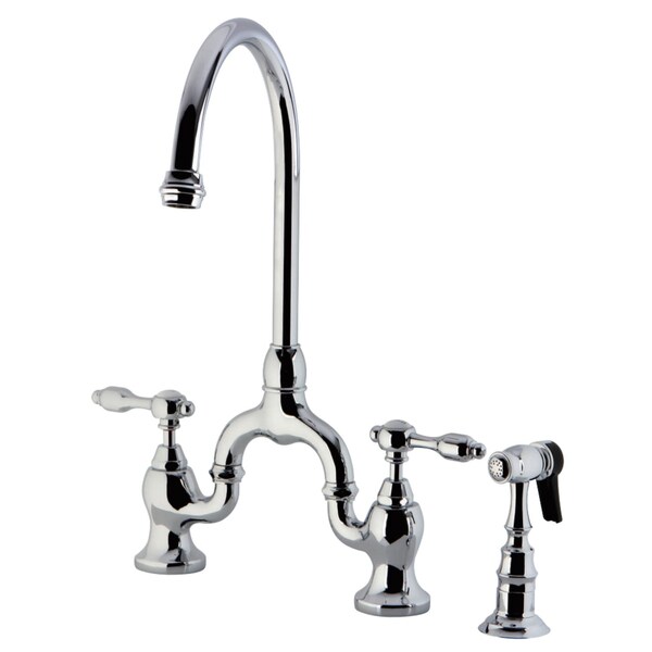 KS7791TALBS Bridge Kitchen Faucet W/ Brass Sprayer, Polished Chrome